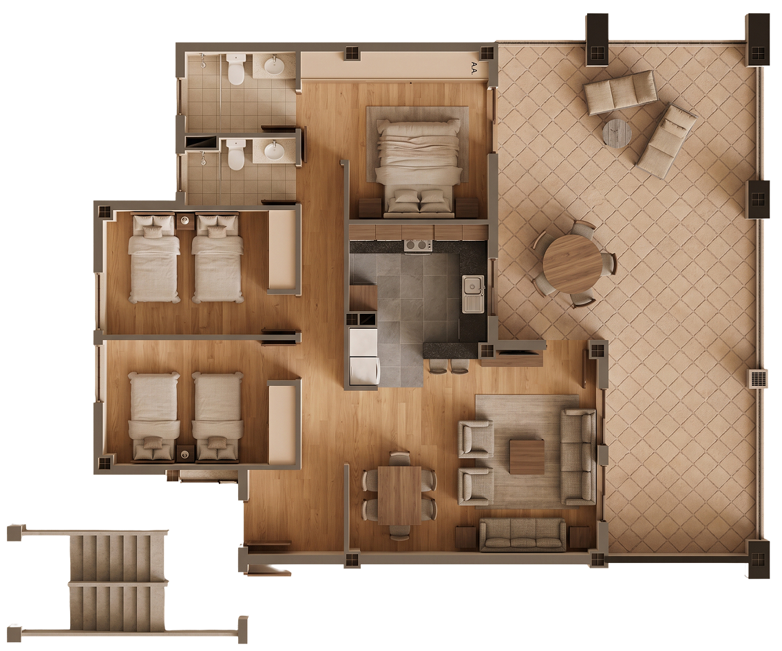 Plano vivienda 3 habitaciones - Las Arenas