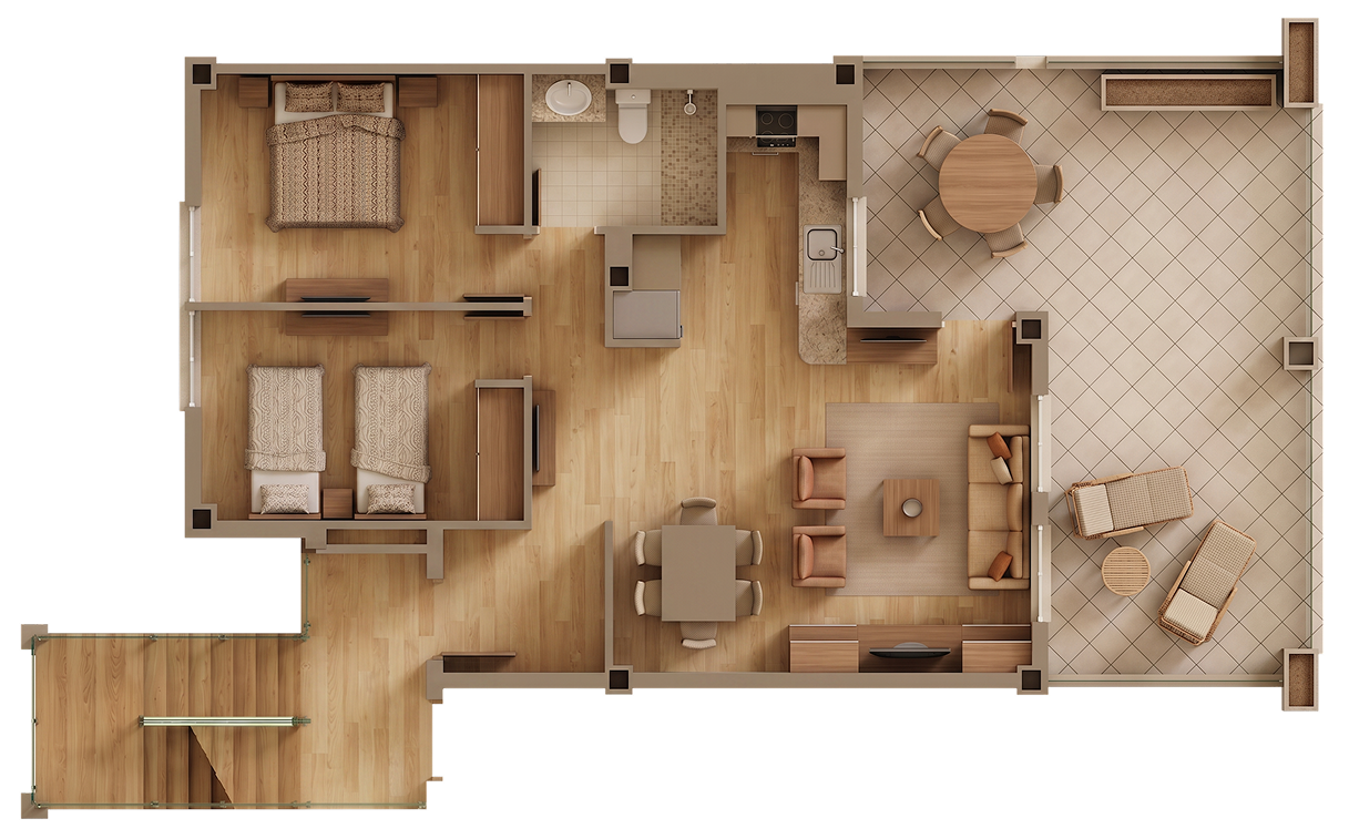Plano vivienda 2 habitaciones - Las Arenas